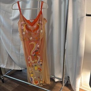 Colorful Sheer Embroidered Dress